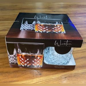 Circleware Winston Collection Double Glass Old Fashioned 4 Piece Set 12 Ounces